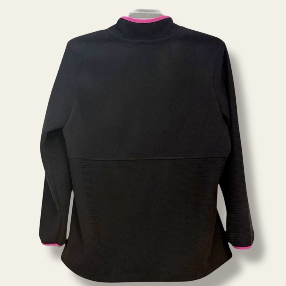 Lands’ End Grid Fleece Jacket Full Zip XXL 20 Black Pink Trim - Picture 2 of 7